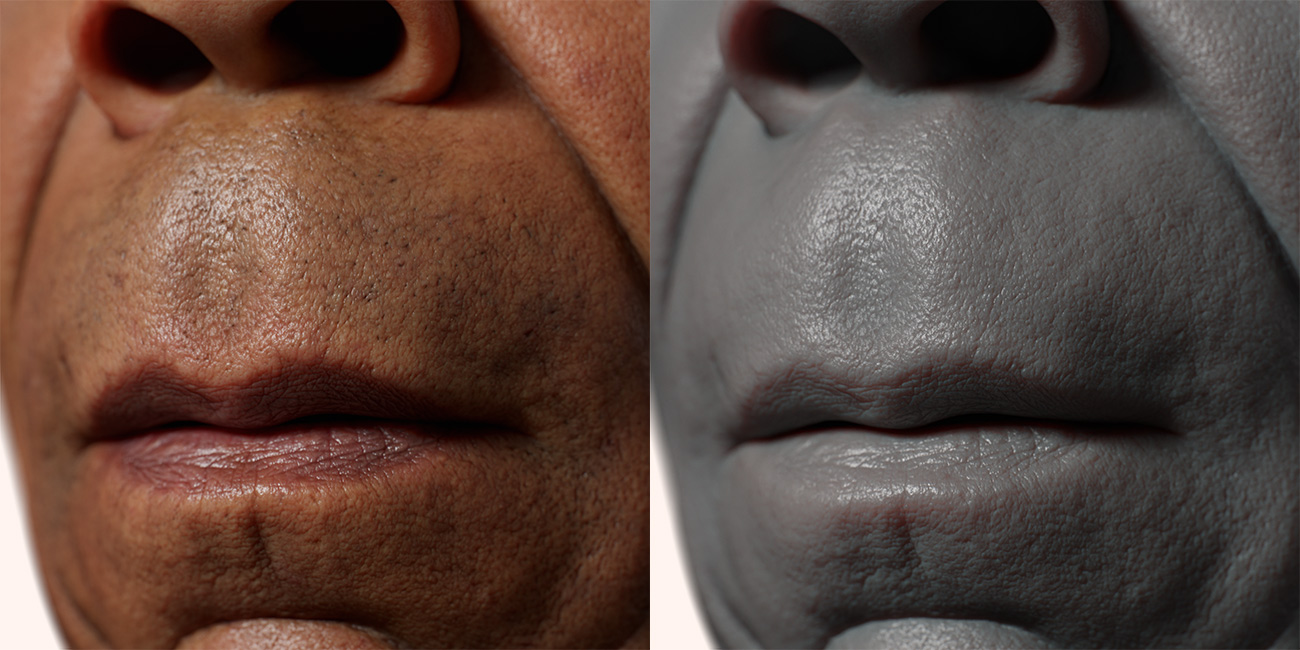 Male head scan skin pore details 